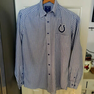 Antigua Indianapolis Colts Gingham Button Down NFL Team Apparel Logo